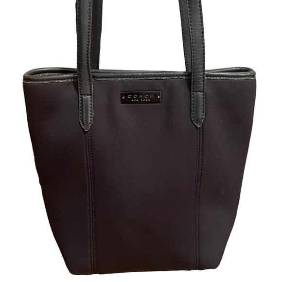 Coach Shoulder Purse Tote Black #6201 Neoprene and Leather Classic - Picture 1 of 9